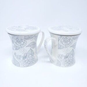 Teavana Linea Rose Infuser Mugs Cups with Infusers and Lids